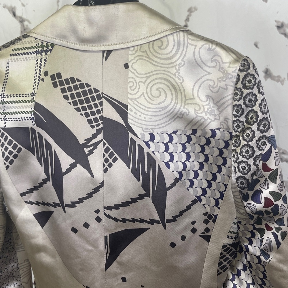 Etro Patterned Tailored Blazer Jacket Lined Silve… - image 10